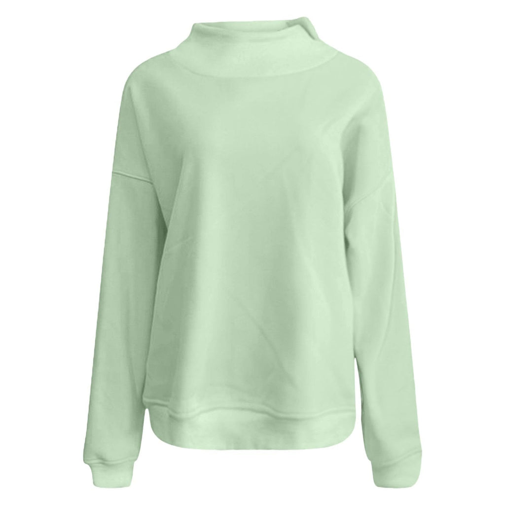 Generisch Pullover Damen Rundhals Sweatshirt Winter Langarmshirt Kragen mit Rundkragen und Schlitz Oberteil Top Oversize Locker Geschnitten Winterpullover Casual Pulli Damenpullover Elegant Pulli