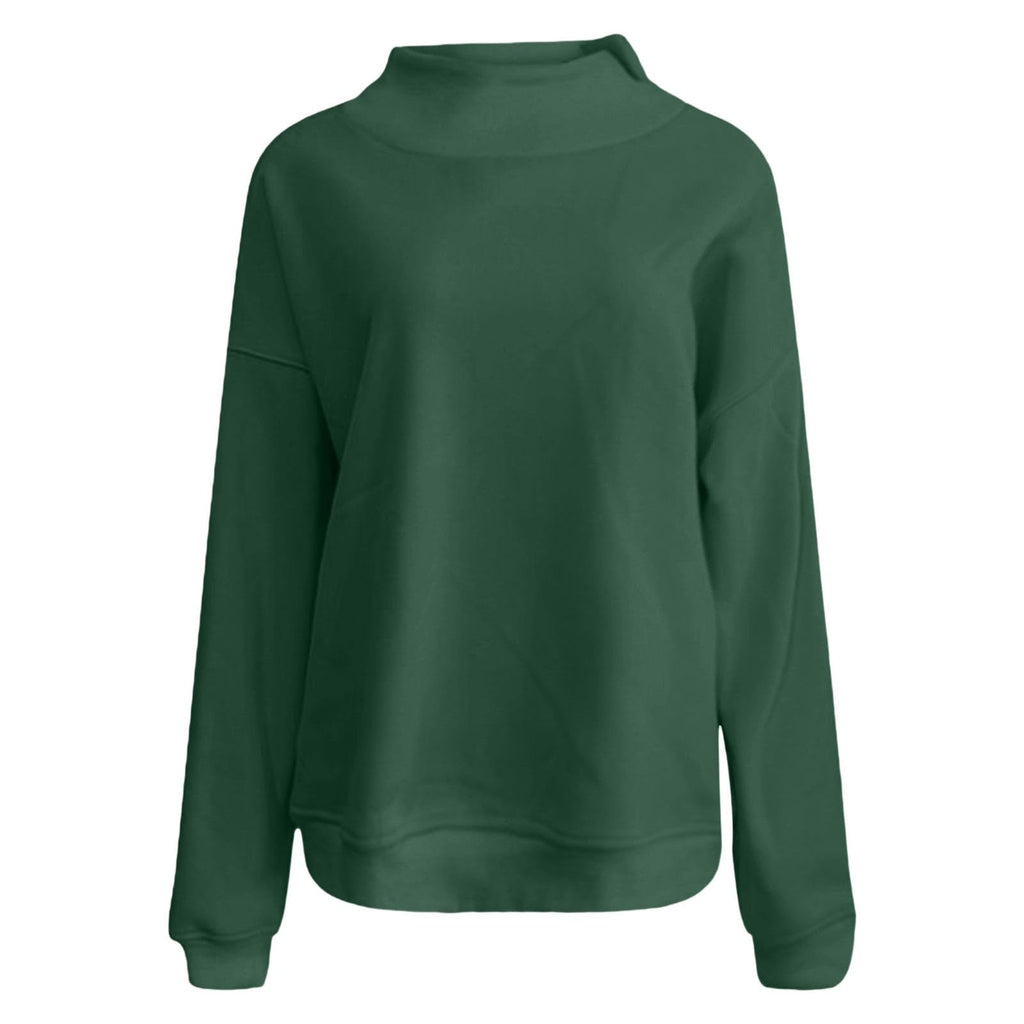 Generisch Pullover Damen Rundhals Sweatshirt Winter Langarmshirt Kragen mit Rundkragen und Schlitz Oberteil Top Oversize Locker Geschnitten Winterpullover Casual Pulli Damenpullover Elegant Pulli