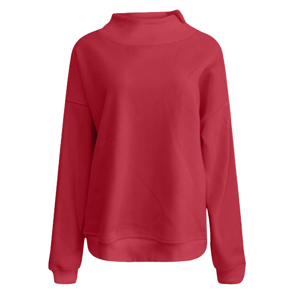 Generisch Pullover Damen Rundhals Sweatshirt Winter Langarmshirt Kragen mit Rundkragen und Schlitz Oberteil Top Oversize Locker Geschnitten Winterpullover Casual Pulli Damenpullover Elegant Pulli