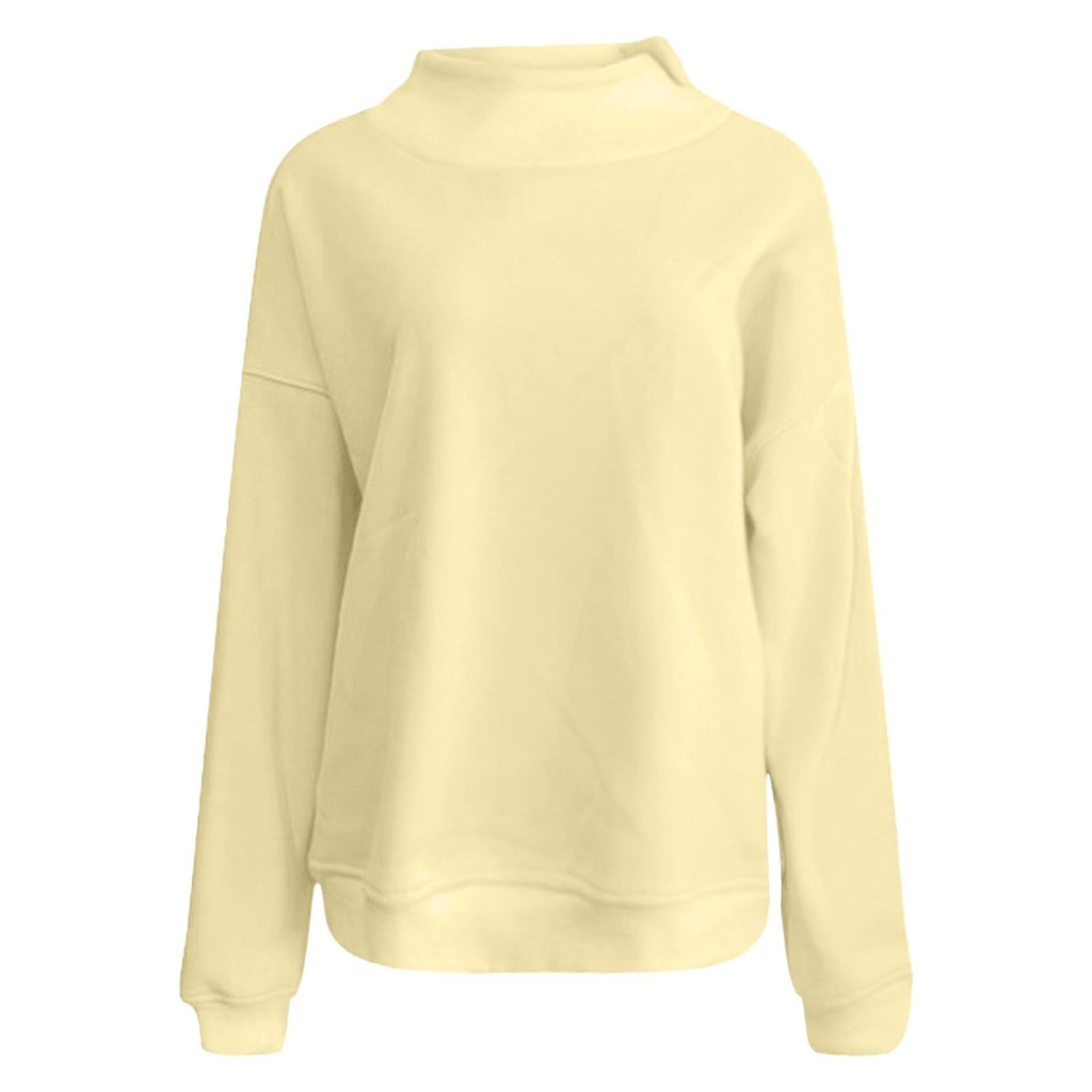 Generisch Pullover Damen Rundhals Sweatshirt Winter Langarmshirt Kragen mit Rundkragen und Schlitz Oberteil Top Oversize Locker Geschnitten Winterpullover Casual Pulli Damenpullover Elegant Pulli