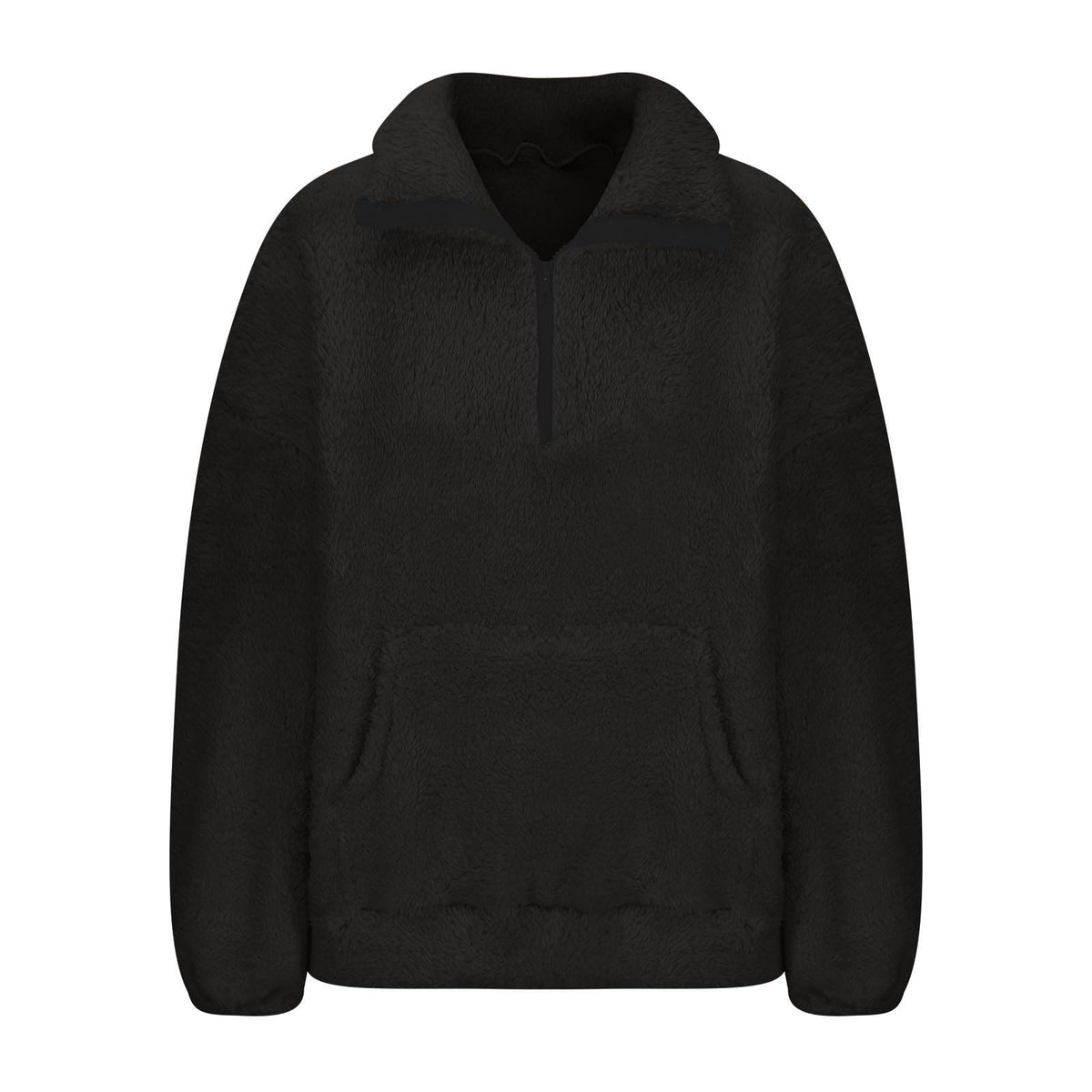 Generisch Fleece Pullover Damen Mit Viertelreißverschluss Teddyfleece Sweatshirts Damen Warme Pullover 1/4 Zip Teddyjacke Flauschig Fleece Winter Sweatshirt Gepolstert mit Stehkragen