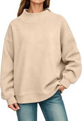 Generisch Pullover Damen Rundhals Sweatshirt Winter Langarmshirt Kragen mit Rundkragen und Schlitz Oberteil Top Oversize Locker Geschnitten Winterpullover Casual Pulli Damenpullover Elegant Pulli