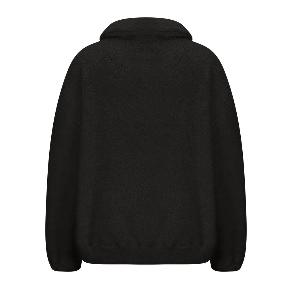 Generisch Fleece Pullover Damen Mit Viertelreißverschluss Teddyfleece Sweatshirts Damen Warme Pullover 1/4 Zip Teddyjacke Flauschig Fleece Winter Sweatshirt Gepolstert mit Stehkragen