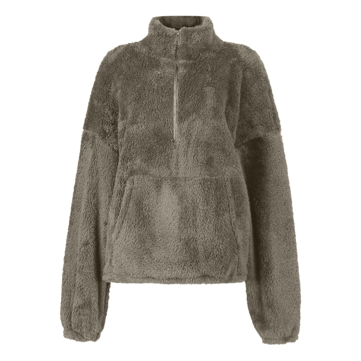 Generisch Fleece Pullover Damen Mit Viertelreißverschluss Teddyfleece Sweatshirts Damen Warme Pullover 1/4 Zip Teddyjacke Flauschig Fleece Winter Sweatshirt Gepolstert mit Stehkragen