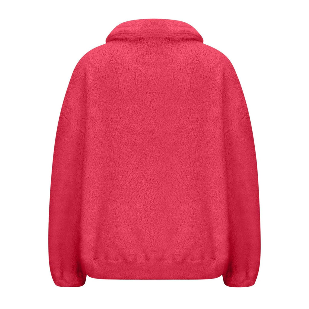 Generisch Fleece Pullover Damen Mit Viertelreißverschluss Teddyfleece Sweatshirts Damen Warme Pullover 1/4 Zip Teddyjacke Flauschig Fleece Winter Sweatshirt Gepolstert mit Stehkragen